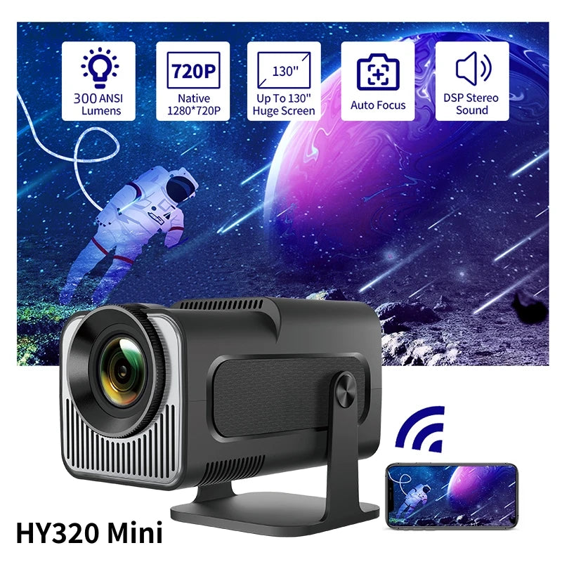 Experience Cinematic Magic with the HY320 Mini Android Projector - Your Ultimate Home Entertainment Solution with 720P Clarity and Smart Features